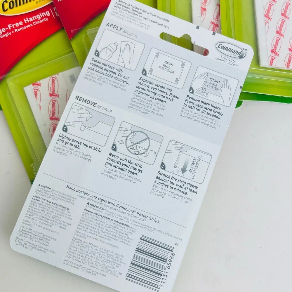 6 Pack Command Poster Strips damage Free Hanging Hold Strongly Removes Cleanly3M
